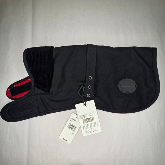 Barbour Quilted Black / Red Tartan Waxed Dog Coat - Picture 1 of 4